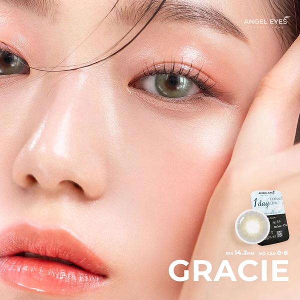 Lens 1 ngày màu xám tây tự nhiên GRACIE siêu ẩm nhãn hiệu Angel Eyes Hàn Quốc - Đường kính 14.2mm - 0 độ
