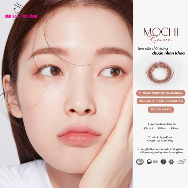 Lens KÍNH ÁP TRÒNG MÀU NÂU TỰ NHIÊN - LENS LỌ CLASSIC/ MOCHI BROWN/ 0-4.5 độ cận/ Giãn tròng 14.2