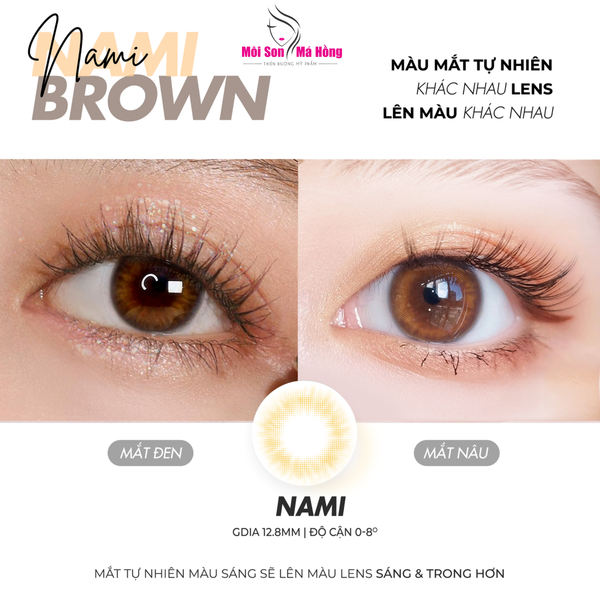 Lens Kính áp tròng nâu tây tự nhiên Nami 0 độ - 6 tháng - 8h