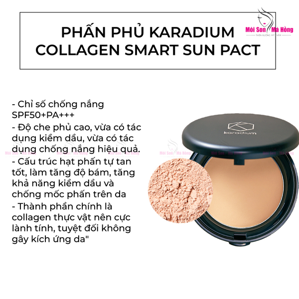 Phấn Phủ Nén Kiềm Dầu, Dưỡng Da Karadium Collagen Smart Sun Pact SPF50+/PA+++ 11g - Tone 21