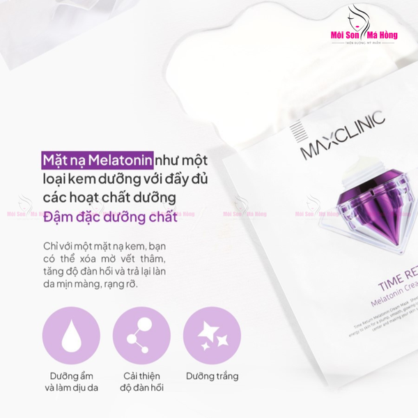 Miếng Mặt Nạ Cấp Ẩm, Dưỡng Sáng Da Maxclinic Time Return Melatonin Cream Mask Sheets Hàn Quốc 28ml
