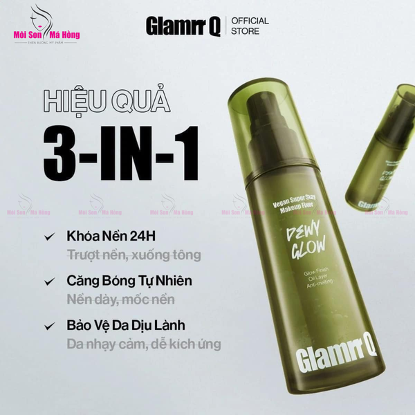 (CÔNG TY) Xịt Khóa Nền Cố Định Trang Điểm Thuần Chay Cho Da Nhạy Cảm Glamrr Q Vegan Super Makeup Fixer