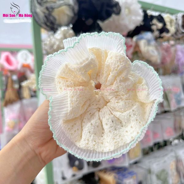 Cột tóc ren may viền 16cm