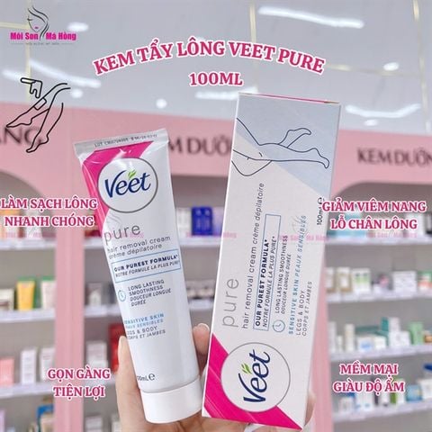 Kem tẩy lông cho da nhạy cảm Veet Pure Inspirations Hair Removal Cream 100ml