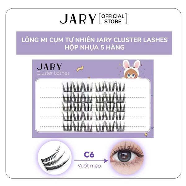 LÔNG MI CỤM TỰ NHIÊN JARY CLUSTER LASHES HỘP NHỰA 5 HÀNG C06