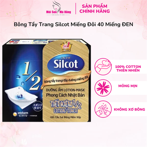 Bông Tẩy Trang Silcot Miếng Đôi 40 Miếng ĐEN