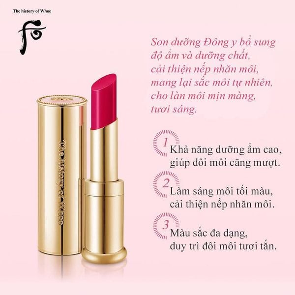Son Dưỡng Đông y The History of Whoo Gongjinhyang Mi Glow Lip Balm (Wine Red) - Màu Đỏ Rượu