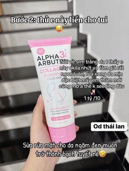 Sữa rửa mặt trắng da Alpha arbutin colagen 120g