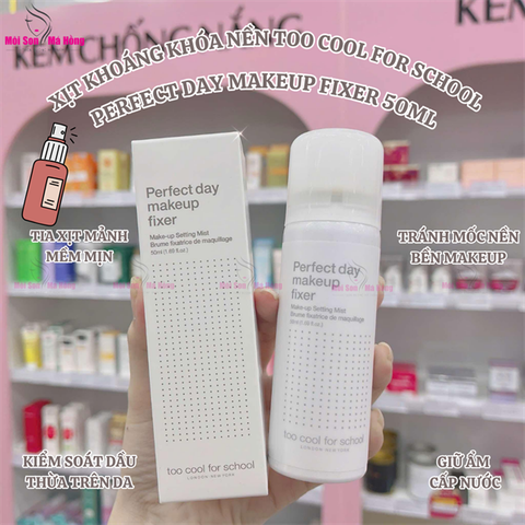 Xịt Khoáng Khóa Nền Perfect Day Makeup Fixer Too Cool For School 50ml