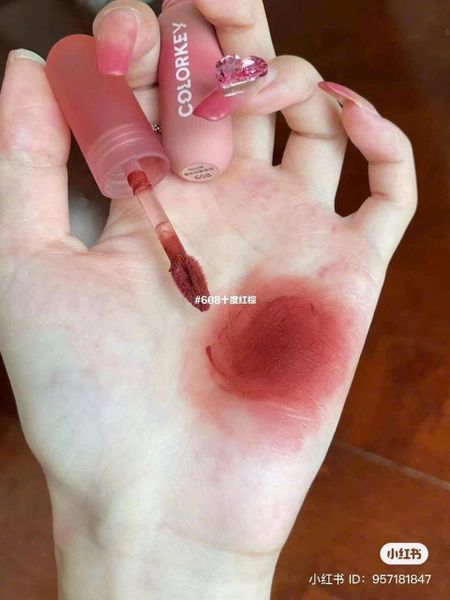 Son Môi Colorkey Nhung Mờ R608 Nâu Đất Trầm 2g Mousse Lip Mud Matte