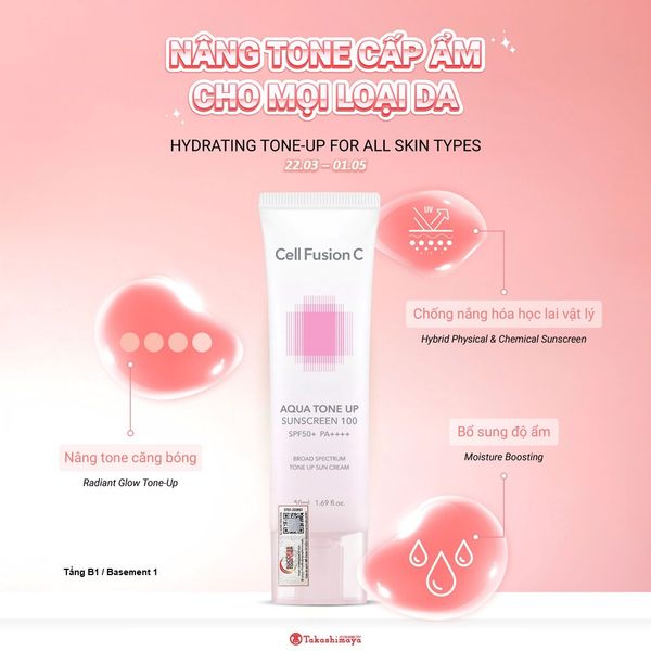 Kem Chống Nắng Cell Fusion C Aqua Tone Up Sunscreen 100 SPF50+ PA++ 10ML/ 50mL