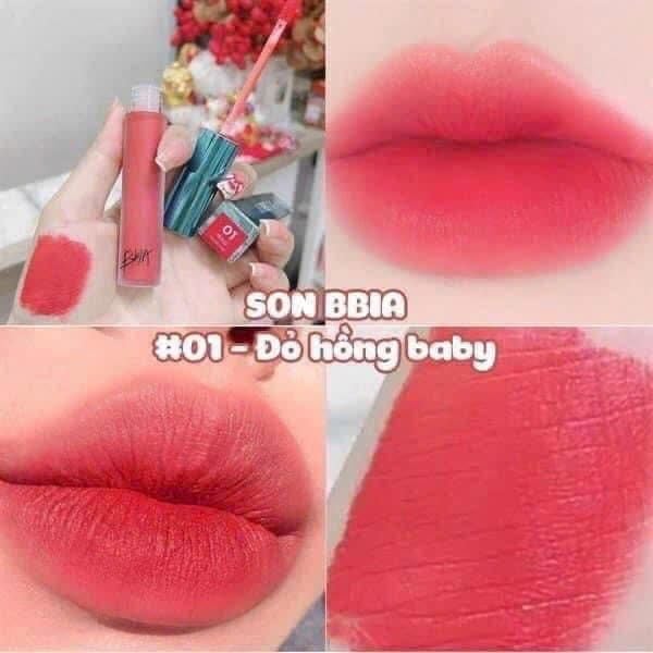 Son kem lì Bbia Last Velvet Lip Tint Version 1 No.1 Extra Pure 5g - Màu Hồng Đỏ Babye