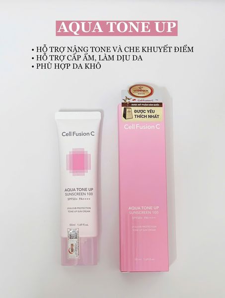 Kem Chống Nắng Cell Fusion C Aqua Tone Up Sunscreen 100 SPF50+ PA++ 10ML/ 50mL