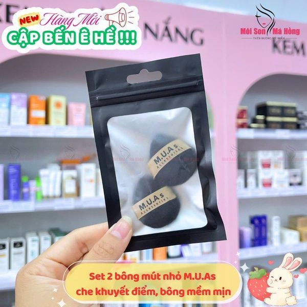 Set 2 Bông phấn phủ mini M.U.As Accessories  tạo lớp phủ mỏng mịn và che phủ tốt