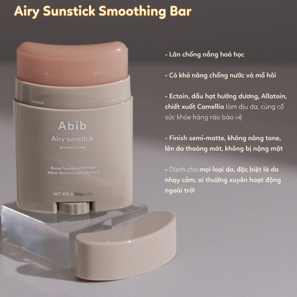 Sáp Chống Nắng Thanh Lăn Chống Nắng Cho Da Dầu Abib Airy Sunstick SMOOTHING BAR SPF50+ PA++++ 23g