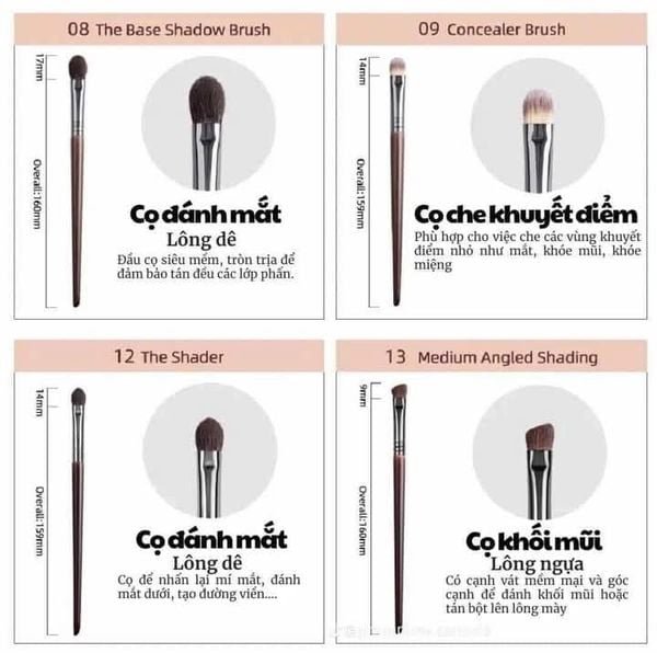 Bộ Cọ Make Up Artist trang điểm chuyên nghiệp lông thú 22 cây + tặng kèm túi lưới