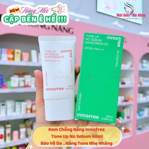 Kem Chống Nắng Innisfree Tone Up No Sebum Sunscreen EX SPF 50+ PA++++ NEW 60ML