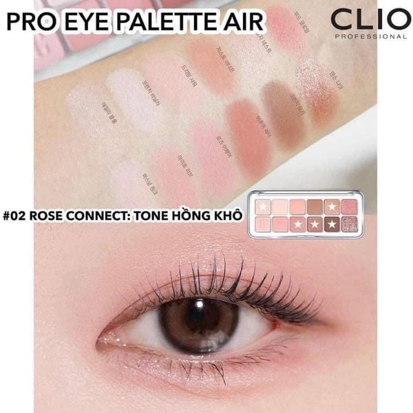 Bảng phấn mắt Clio Pro Eye Palette Air NO.02 Rose Connect - Tone hồng đào