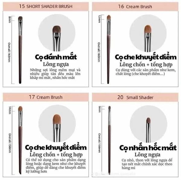 Bộ Cọ Make Up Artist trang điểm chuyên nghiệp lông thú 22 cây + tặng kèm túi lưới