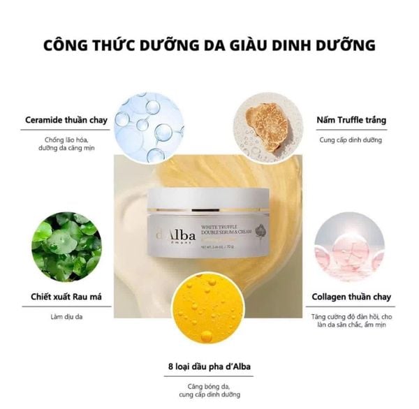 Kem Dưỡng 2 Ngăn, Chống Lão Hóa d'Alba White Truffle All In One Double Cream 70g (MẪU MỚI)