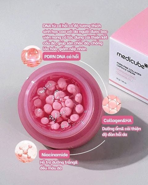 Kem dưỡng viên nang căng bóng da Medicube PDRN Pink Collagen Capsule Cream 55ml