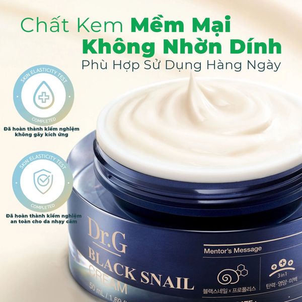 Kem Dưỡng Ốc Sên, Chống Lão Hóa DR.G Black Snail Cream 15ml/ 50ml