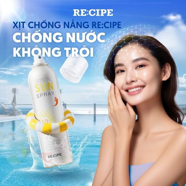 Xịt Chống Nắng Tối Ưu Cho Mặt & Body RECIPE Crystal Sun Spray SPF50+ PA+++  180ml