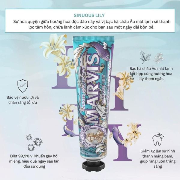 Kem Đánh Răng Marvis Sinuous Lily 75ml Garden Collection Toothpaste