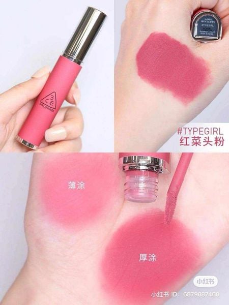 Son Lì 3CE Mịn Môi Typegirl - Hồng Sen 4g Hazy Lip Clay