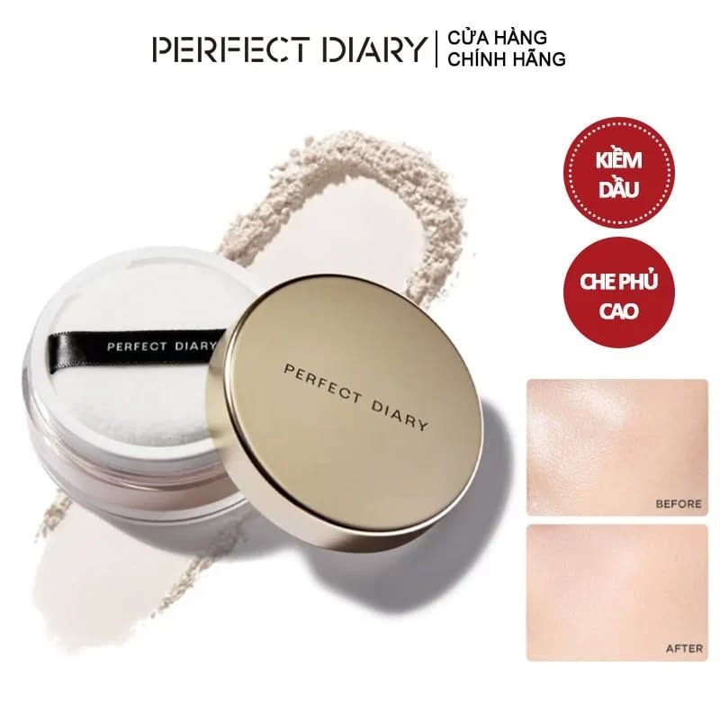 (CÔNG TY) Phấn Phủ Perfect Diary Kiềm Dầu, Ngăn Thấm Nước  7g Weightless Soft Velvet Blurring Loose Powder