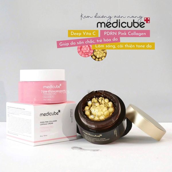 Kem dưỡng viên nang căng bóng da Medicube PDRN Pink Collagen Capsule Cream 55ml
