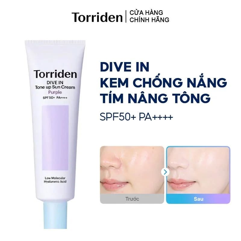 Kem Chống Nắng Torriden Nâng Tông Da 60ml DIVE-IN Tone Up Sun Cream Purple SPF 50+ PA++++