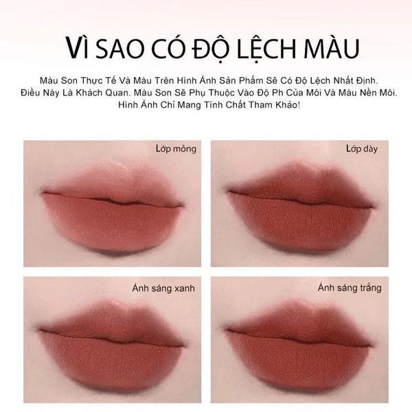 Son Môi Colorkey Nhung Mờ R608 Nâu Đất Trầm 2g Mousse Lip Mud Matte