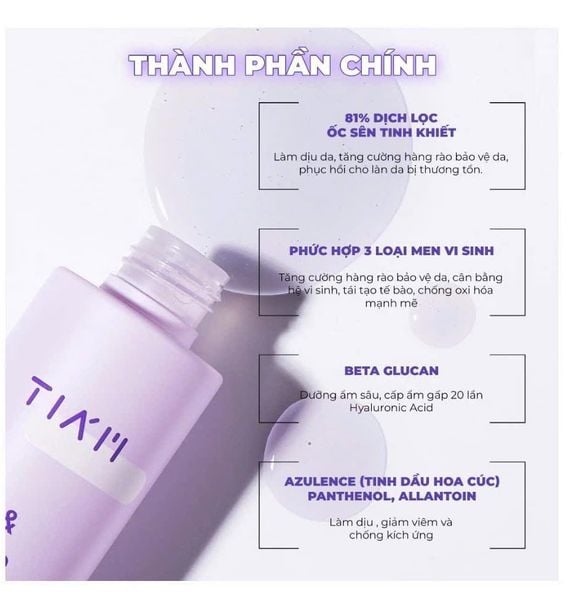 Tinh Chất Ốc Sên Làm Dịu Và Phục Hồi Dành Cho Da Dầu Mụn, Nhạy Cảm TIA'M Snail & Azulene Water Essence (180ml)