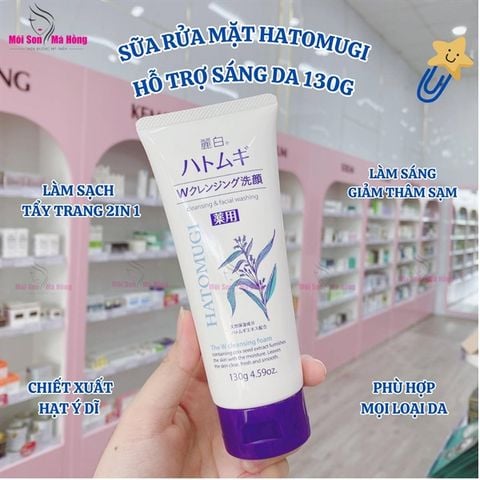 (CÔNG TY)  Sữa Rửa Mặt Hatomugi Tẩy Trang, Hỗ Trợ Sáng Da 130g Cleansing & Facial Washing - The W Cleansing Foam