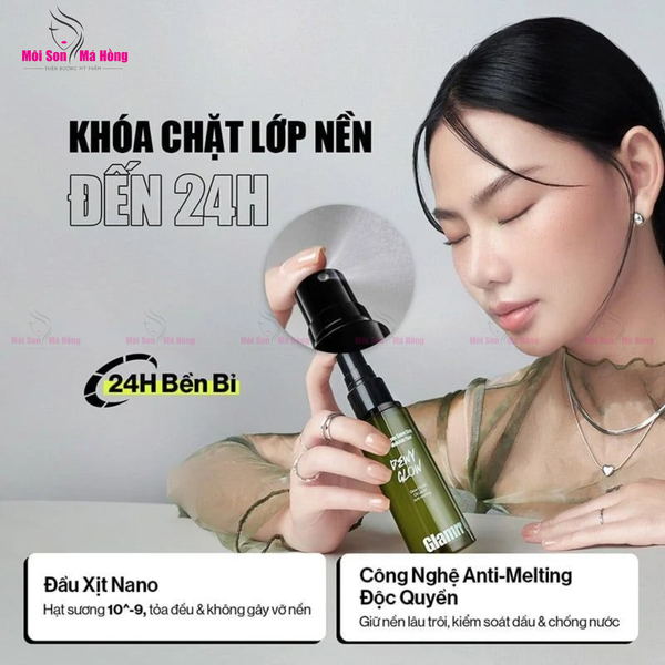 (CÔNG TY) Xịt Khóa Nền Cố Định Trang Điểm Thuần Chay Cho Da Nhạy Cảm Glamrr Q Vegan Super Makeup Fixer