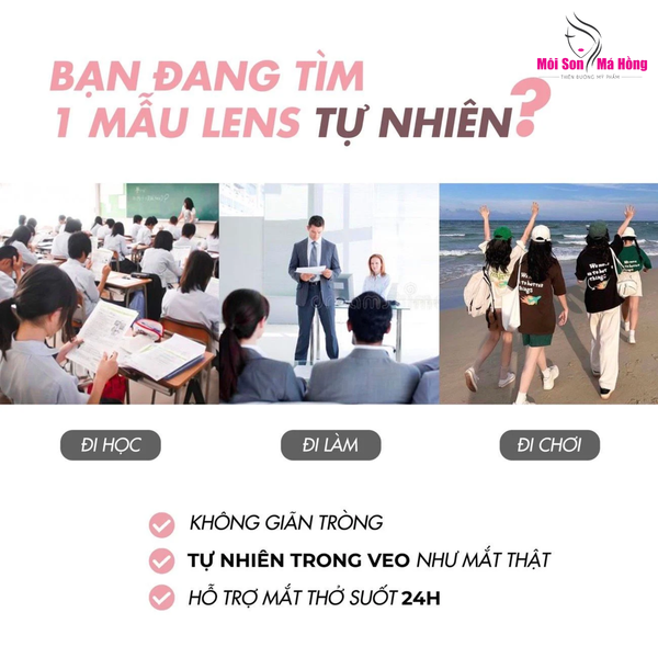 LENS NÂU SEOUL BROWN CHỐNG TIA UV Chất liệu Silicone êm ái , Đeo 12h - HSD 6 Tháng 1 bên/ 1 cặp