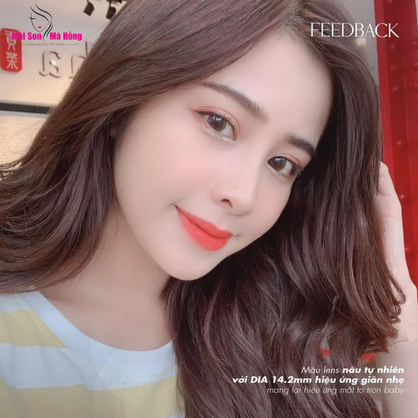 Lens KÍNH ÁP TRÒNG MÀU NÂU TỰ NHIÊN - LENS LỌ CLASSIC/ MOCHI BROWN/ 0-4.5 độ cận/ Giãn tròng 14.2