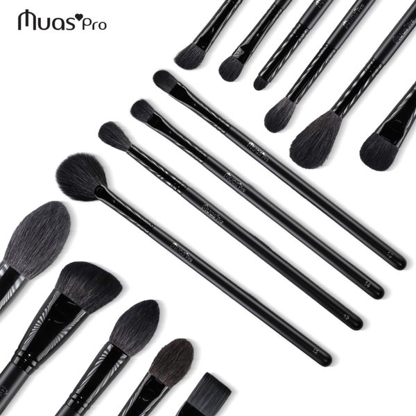 Bộ cọ muas pro 32 cây thân gỗ đen chất lông mền mịn sang chảnh chuyên dùng makeup artist