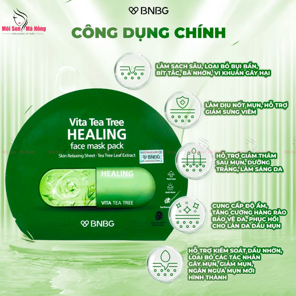 Mặt Nạ Tràm Trà Thải Độc, Giảm Mụn  BNBG Vita Tea Tree Healing Face Mask Pack 30ml