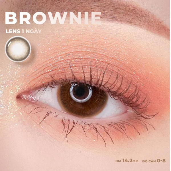 Lens 1 ngày màu nâu tự nhiên BROWNIE siêu ẩm nhãn hiệu Angel Eyes Hàn Quốc - Đường kính 14.2mm - 0-4.5 độ