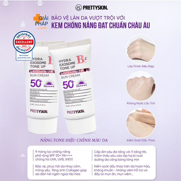 Kem Chống Nắng Hiệu Chỉnh Tone Da Hydra B5 Exosome Tone Up Prettyskin 50ML
