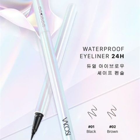 Bút Kẻ Mắt Nước Không Lem Lâu Trôi Vacosi 24H Waterproof Pen 02 Brown - Màu Nâu