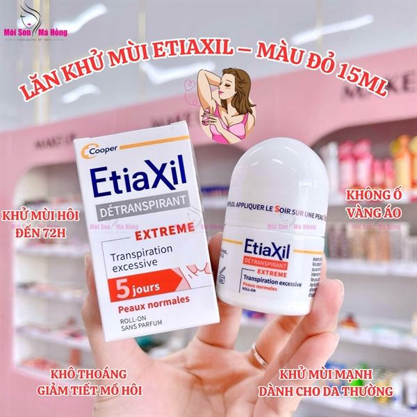 Lăn Khử Mùi EtiaXil Nhãn Đỏ Dành Cho Da Khoẻ 15ml Detranspirant Extreme Peaux Normales Roll-On