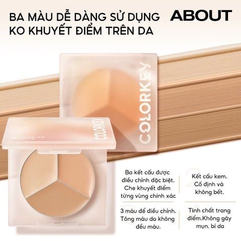 Bảng Che Khuyết Điểm Colorkey 3 Màu 3.9g Targeting Three-colour Concealer Palette