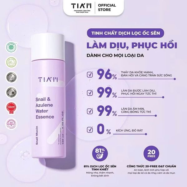 Tinh Chất Ốc Sên Làm Dịu Và Phục Hồi Dành Cho Da Dầu Mụn, Nhạy Cảm TIA'M Snail & Azulene Water Essence (180ml)