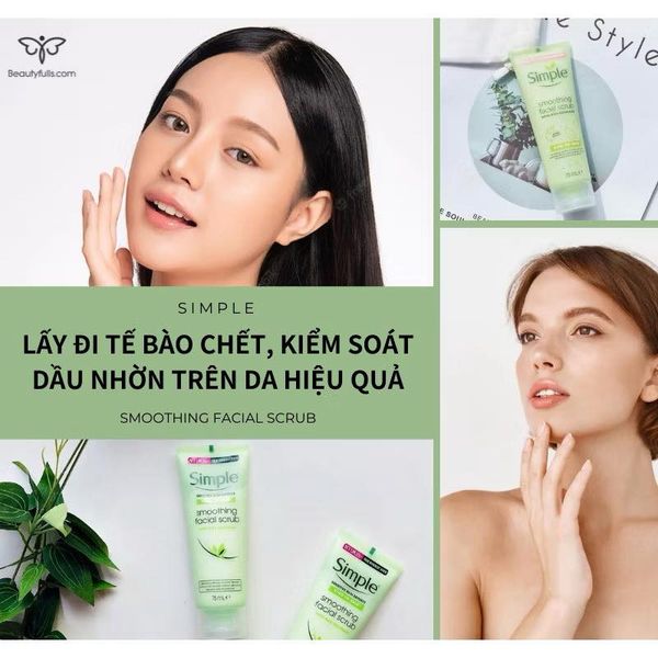 Tẩy Tế Bào Chết Simple Dành Cho Da Nhạy Cảm 75ml Kind to Skin Smoothing Facial Scrub