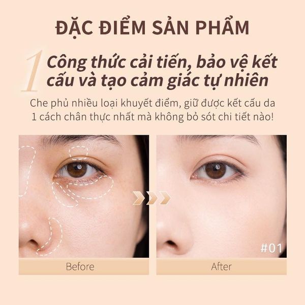 Kem Che Khuyết Điểm Judydoll Dạng Lỏng  3.2g Traceless Cloud-Touch Concealer