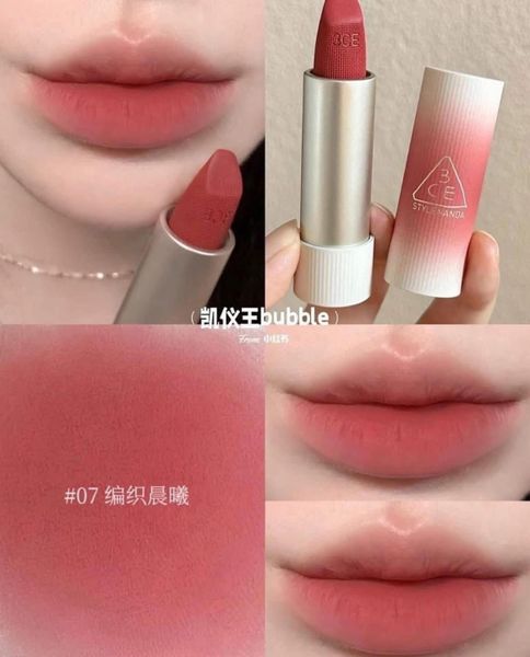 Son Thỏi 3CE Mềm Môi 07 Knit - Hồng Khô 3.5g Cashmere Hug Lipstick