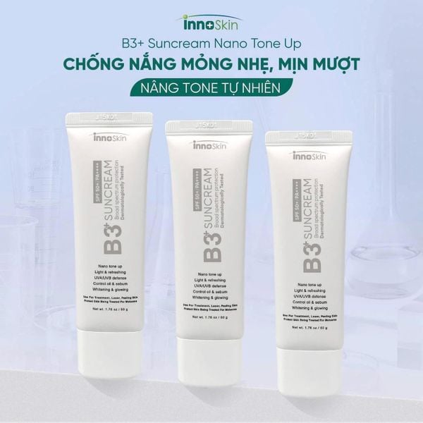 Kem Chống Nắng Nâng Tone Innoskin B3+ Suncream SPF50+ PA++++ 50g Xám